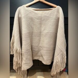 Gentle Fawn Taupe Fringed Poncho